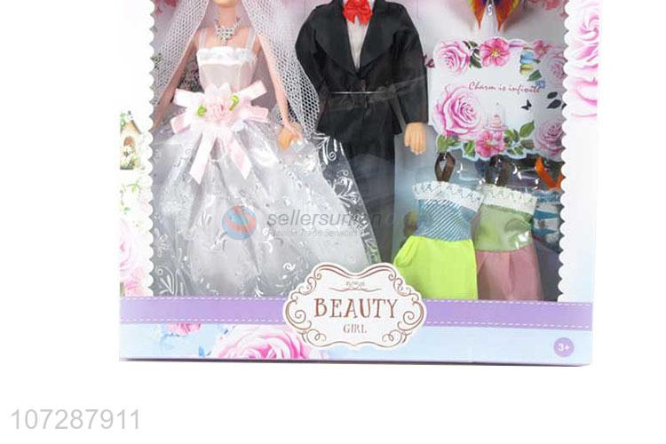 High Quality Solid Body Wedding Bride And Bridegroom Doll Set