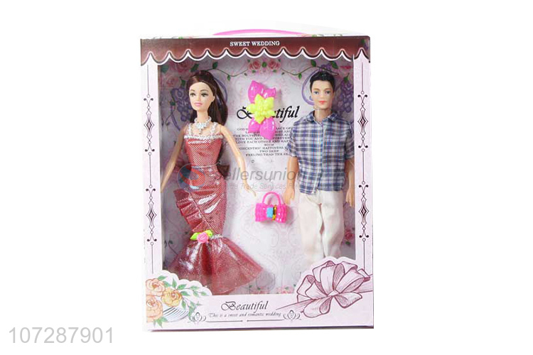 Custom Solid Body Formal Dress Ladies And Man Doll Set