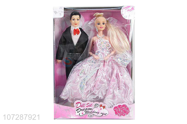 Custom 11.5 Inch Solid Body 11 Joints Wedding Couple Doll Set