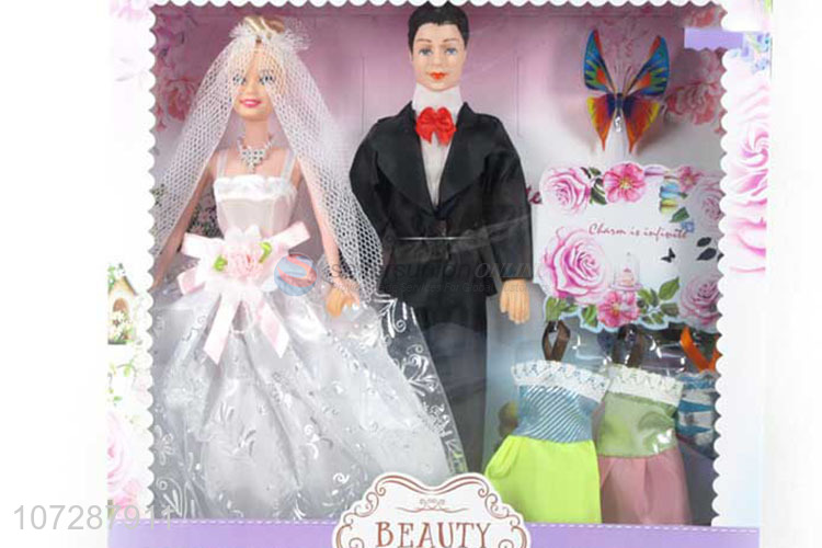 High Quality Solid Body Wedding Bride And Bridegroom Doll Set