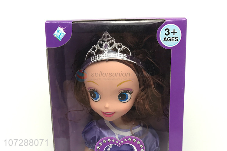 Popular Girls Toy 12 Inch Music Baby Doll With Crown