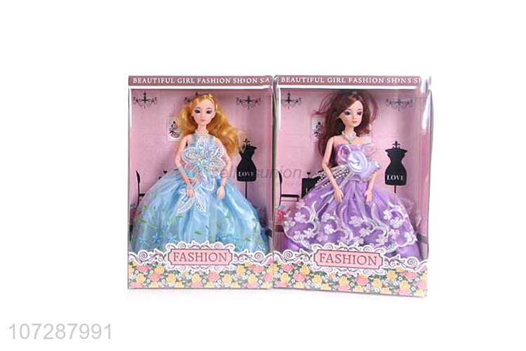 Hot Selling 11 Joints 3D Eyeball Wedding Dress Girls Doll Toy