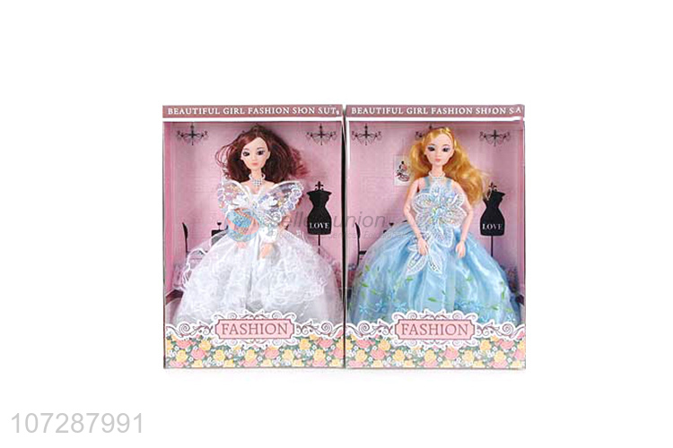 Hot Selling 11 Joints 3D Eyeball Wedding Dress Girls Doll Toy