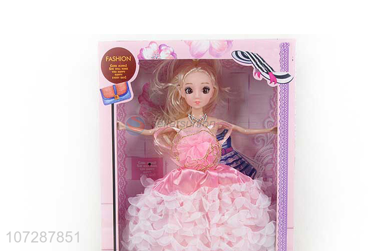 New Design Solid Body 3D Eyeball Wedding Dress Lovely Girl Doll