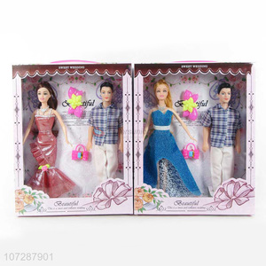 Custom Solid Body Formal Dress Ladies And Man Doll Set