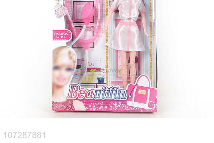 Good Sale 11.5 Inch Solid Body Nurse Doll With Accessories Set
