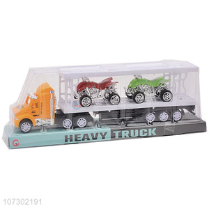 Good Sales Kids Inertial Heavy Trailer Truck Toy Carrying Two Motorcycles