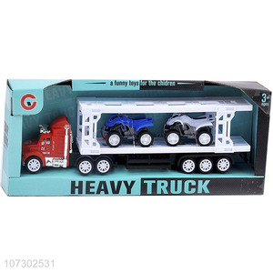 Wholesale Childrens Funny Toys Inertia Heavy Trailer Truck Carrying 2Pcs Motorcycles