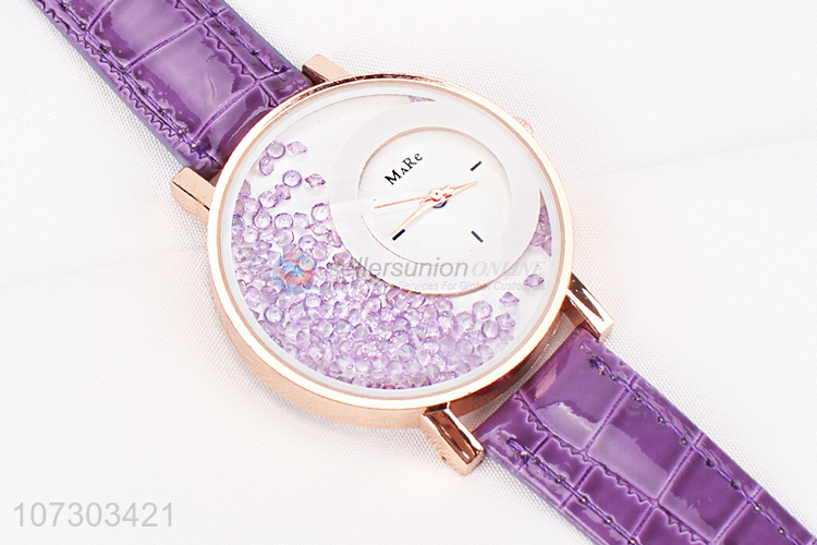 Popular Colorful PU Watchband Wrist Watch For Women