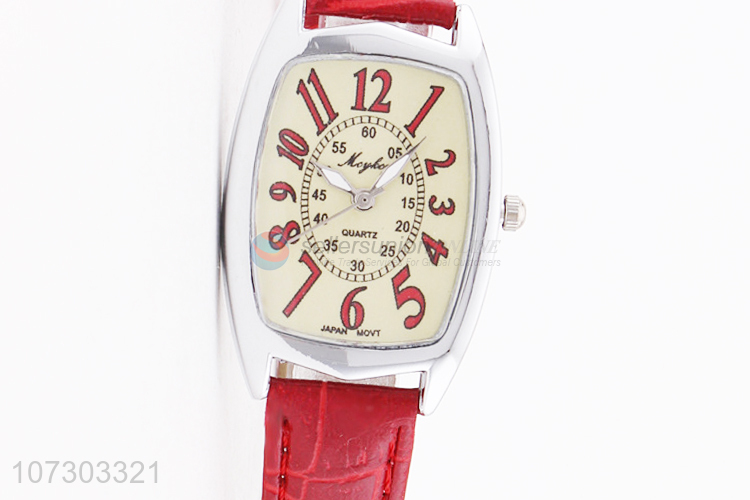 Hot Selling Red Watchband Rectangular Dial Watch For Women