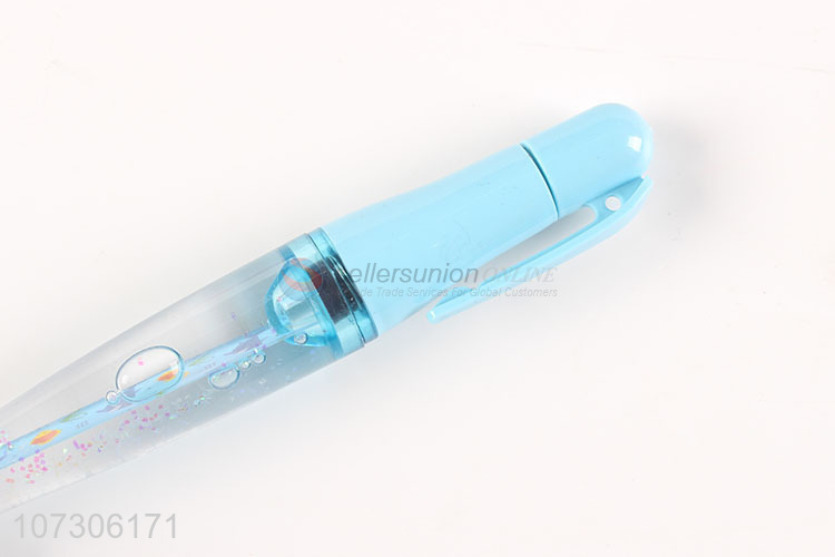 Attractive design cartoon printed flashing ball pen liquid ball-point pen