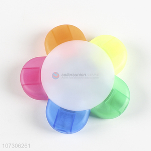 High quality 5-in-1 flower shape plastic highlighter fluorescent pen