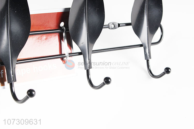 Best Sale Leaf Shape Design Black Metal Wire Wall Mounted Hanger Hook