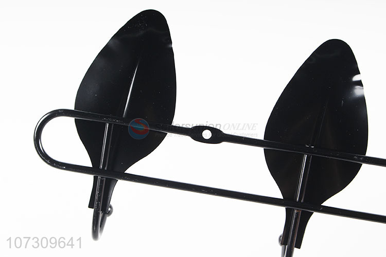 Reasonable Price Leaf Shape Black Metal Wire Wall Mounted Hanger Hook