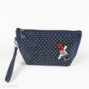 China supplier denim fabric ladies purse women embroidered wallet