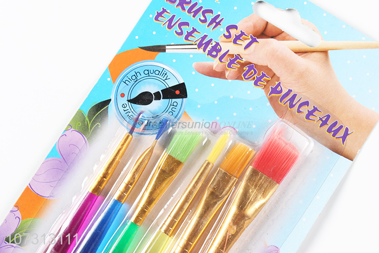 Low price art supplies 6pcs plastic handle painting brush watercolor paintbrush