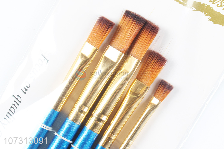 New style art supplies 5pcs wooden handle painting brush watercolor paintbrush