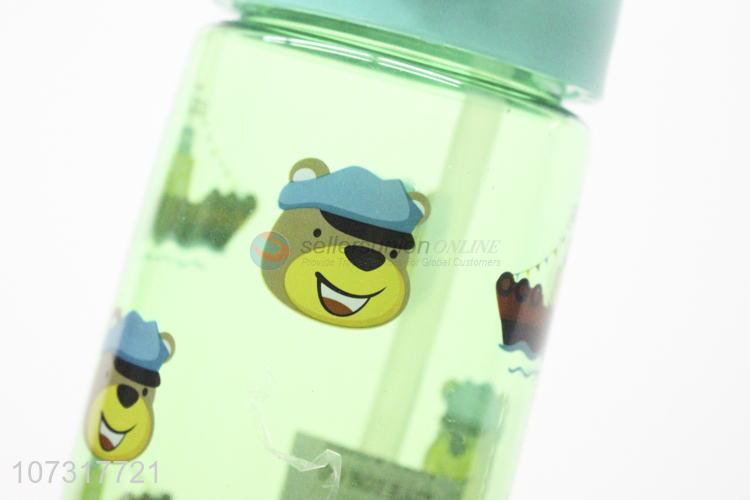 Wholesale Plastic Bounce Water Bottle Cute Cartoon Pattern Clear Water Bottle