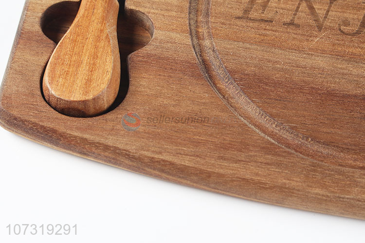 Factory Price Eco-Friendly Healthy Acacia Wood Cheese Cutting Board Knife Set