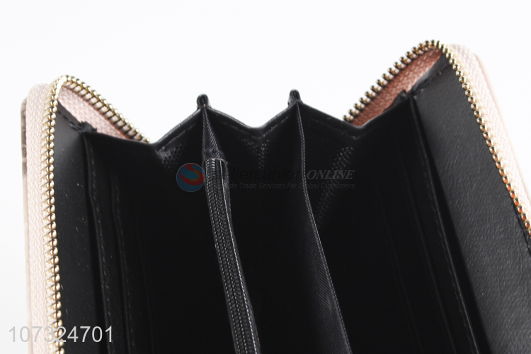 Wholesale popular leather women wallets long zipper purse