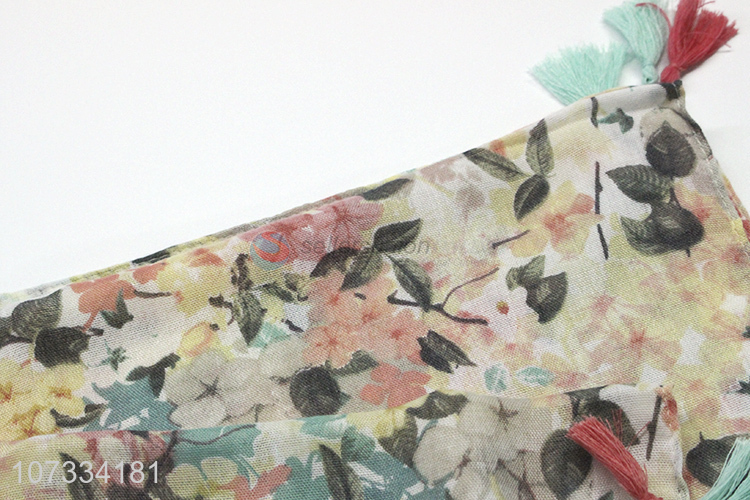 Top supplier flower printed women square scarf fashion accessories