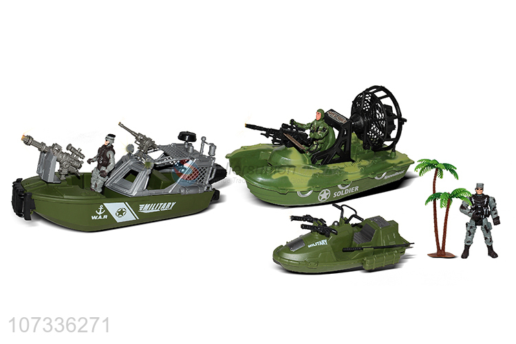 Good Sale Plastic Fighter Plane Rubber Dinghy Assault Boat Play Set