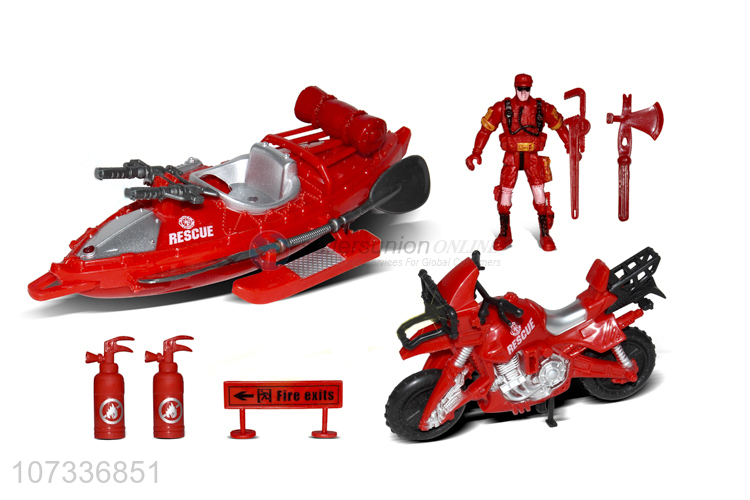 Wholesale Fire Boats Fire Motorcycle Fire Tools Toy Set