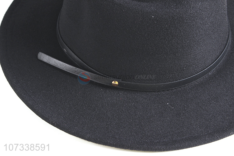 Wholesale Custom Panama Hat Fashion Black Polyester Cap