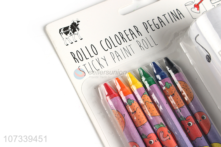 Good Sale Colorful Crayon With Sticky Paint Roll Set