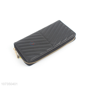 Low price black simple long style women wallet