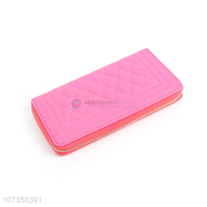 Good quality rose red lady long style wallet