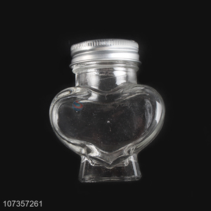 Unique design heart shape multifunctional sealed glass jar with lid