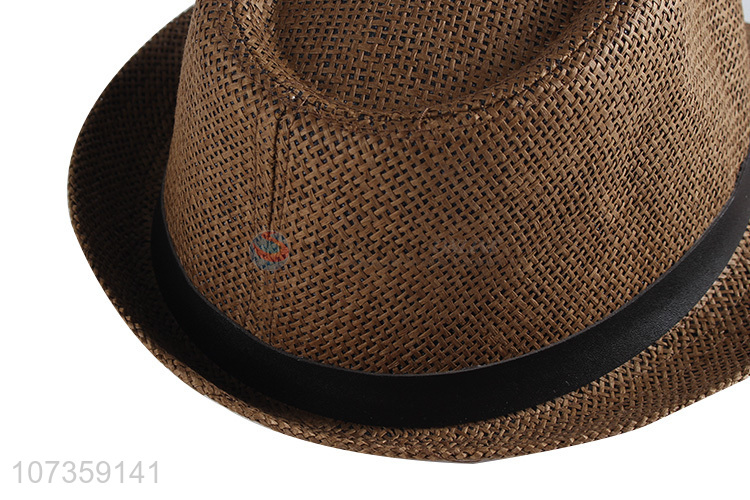 Delicate Design Straw Fedora Hat With Decorative Belt