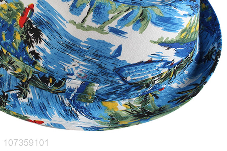 Good Quality Ocean Style Printing Billycock Beach Fedora Hat