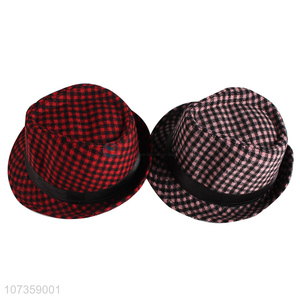 Best Selling Plaid Wool Felt Fedora Hats Wholesale