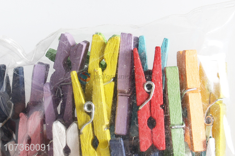 High Quality Colorful Wooden Craft Diy Mini Photo Wooden Paper Clip Set