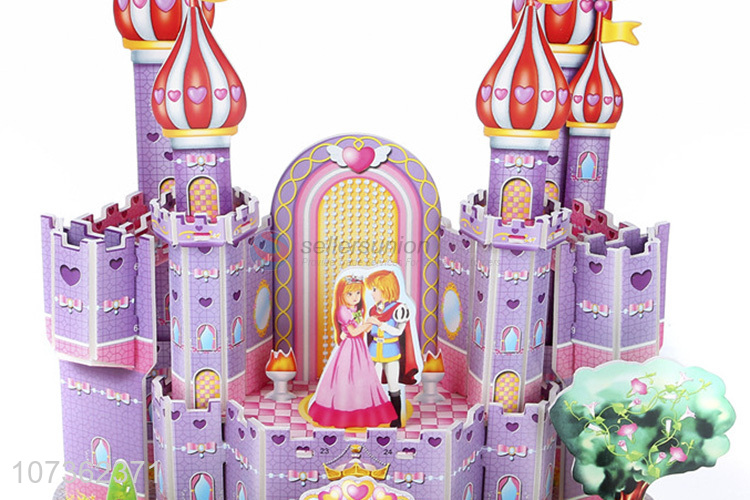 Custom Russian 3D Purple Castle Jigsaw Puzzle Games Diy Toy  For Childrens