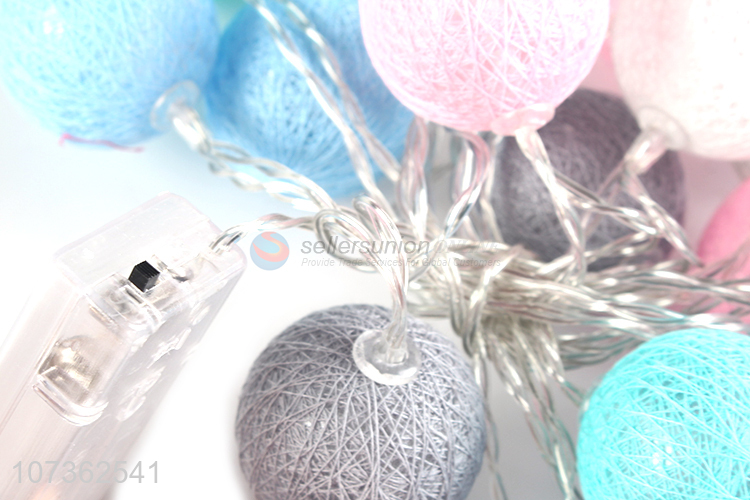 New Selling Promotion Battery Powered Led Chain Cotton Ball String Lights