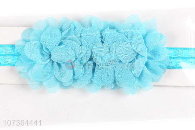 Factory Sell Toddler Girls Chiffon Flower Soft Elastic Headwear Hair Accessory