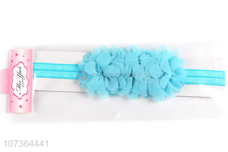 Factory Sell Toddler Girls Chiffon Flower Soft Elastic Headwear Hair Accessory