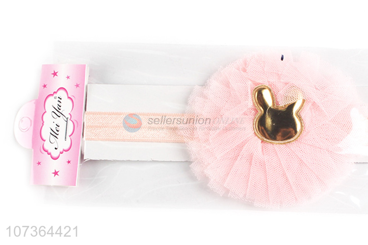 Most Popular Mesh Flower Small Cute Rabbit Elastic Hairband For Girls