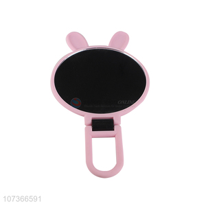 Best selling pink rabbit ear folding makeup mirror hand-held mirror