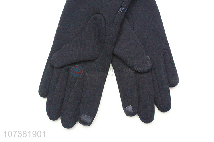 Wholesale Ladies Elegant Mirco Velvet Gloves Winter Gloves