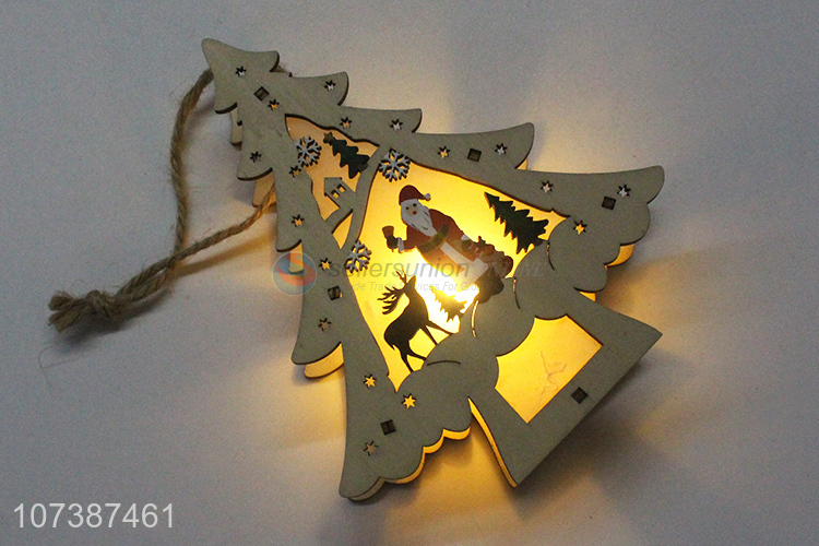 Factory price led wooden tree carved wooden lamp Christmas decoration