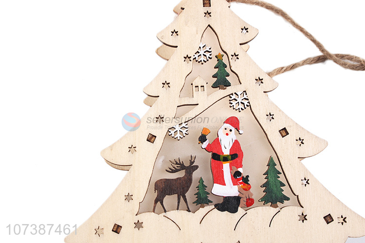 Factory price led wooden tree carved wooden lamp Christmas decoration