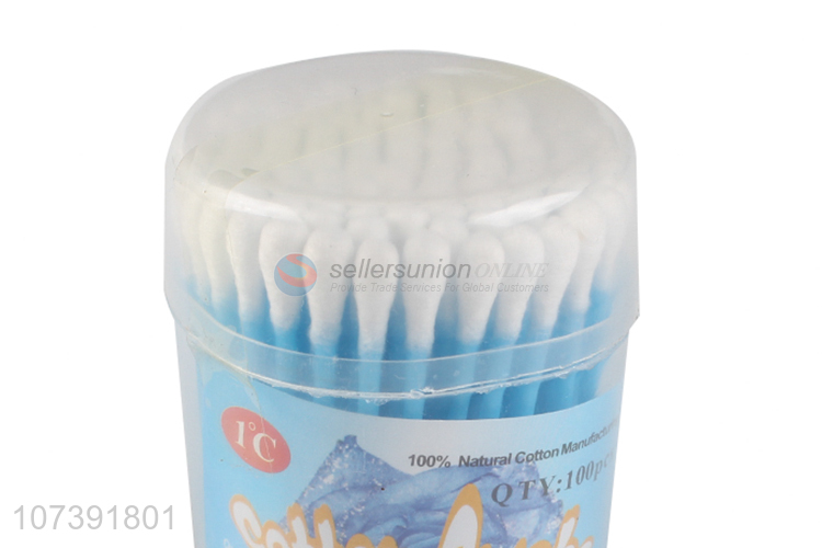 Factory Wholesale 100 Count Plastic Stick Disposable Cotton Swabs