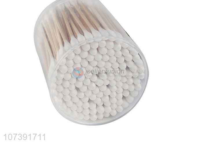 Promotional 150Pcs Wooden Stick Disposable Double Heads Cotton Swabs