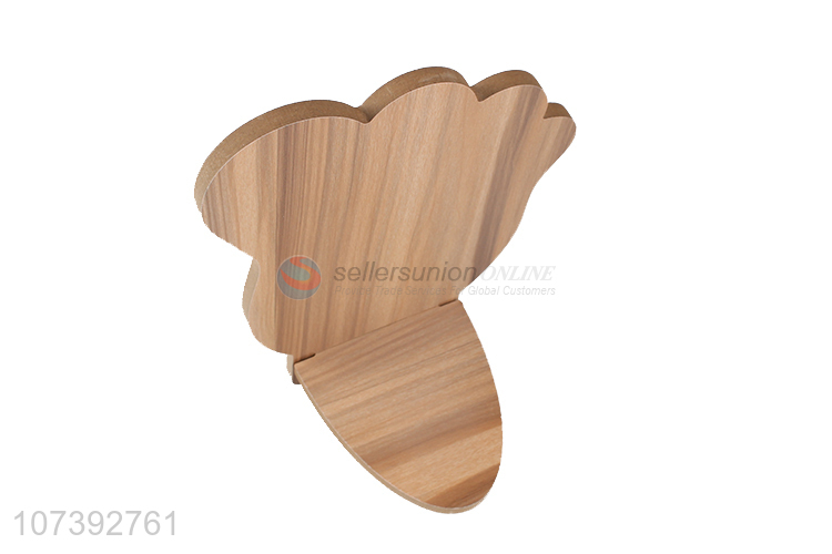 High Sales Cute Foot Shape Design Wooden Single Side Makeup Mirror