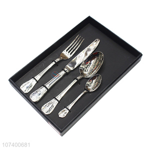 Latest style deluxe stainless steel cutlery silver metal dinnerware set