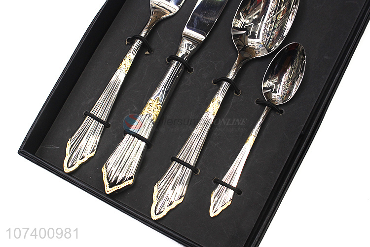 Creative design deluxe stainless steel cutlery metal dinnerware set